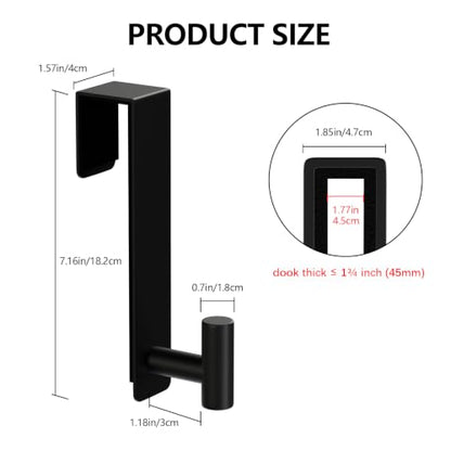 WUIVIUT T-Shaped Over Door Hooks - Fits Wooden & Metal Doors Less Than 1.77" Wide,Door Hanger for Office,Bedroom Heavy-Duty Stainless Steel Doors(T Shape 2 Pack, Fits 1-3/4'' Thick) - size: T Shape 2 Pack, Black