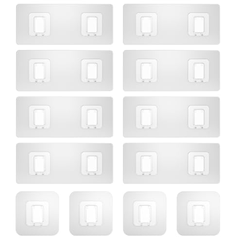 Shower Caddy Adhesive Replacement Flat, Transparent Adhesive Hooks | No Drilling, Waterproof, for Shower Caddy, Strong Bathroom Storage Shelves and Kitchen Racks (Double*8pcs + Single*4pcs) - color: Flat - 8 Double + 4 Single