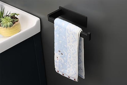 Hand Towel Holder, Strong Self Adhesive Hand Towel Ring, Thicken SUS304 Stainless Steel Hand Towel Bar/Rack, No Drilling Modern Hand Towel Hanger (Matte Black, 2 Pack 9 in) - color: Matte Black, size: 2 Pack 9 In
