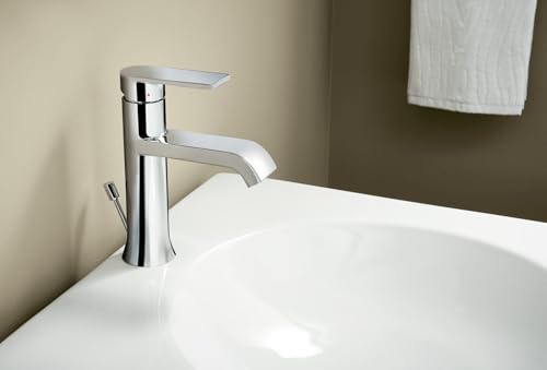 Moen Genta LX Chrome One-Handle Modern Bathroom Sink Faucet with Optional Deckplate and Low-Arc Spout for Bath Countertop, 6702 - color: Chrome