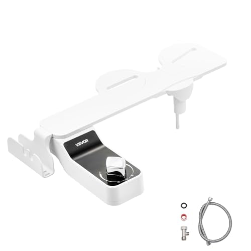 VEVOR Bidet Attachment for Toilet, 0.3" Ultra Thin Bidet Toilet Seat Attachment - Dual Retractable Nozzles, Adjustable Water Pressure, Non-Electric Cold Water Sprayer for Front Rear Water Wash, White - style: Cool Water - 1 rotary knob - foldable with she