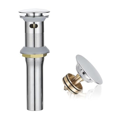Bathroom Sink Drain, 1-1/2" to 1-3/4", Chrome | Bathroom Sink Stopper with Overflow Pop Up Drain Assembly Stopper Vessel Vanity Lavatory Commercial Bath Brass - color: Chrome