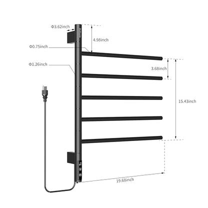 Z&Zhanle Heated Towel Racks for Bathroom - Warmers Rotating Electric Warmer with Built - in Timer, Hard-Wired/Plug-in,Whitek (Black) - color: Black