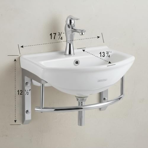 Renovators Supply Manufacturing Ridge 17 3/4 Inch Small Wall Mount Bathroom Sink Combo Grade A Vitreous China Solid Brass Faucet, Pop Up Drain & Stainless Steel Towel Bar in Chrome Finish, Overflow - color: Chroem