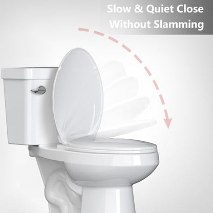 Toilet Seat, Elongated Toilet Seat with Quick-Release And Quick-Attach, Plastic Toilet Seat with Soft Close, Never Loosen, Easy Install and clean - White - color: White, size: Elongated