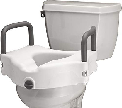 NOVA Medical Products Elevated Raised Toilet Seat with Removable, Padded Handles, White, 1 Count - style: With Arms