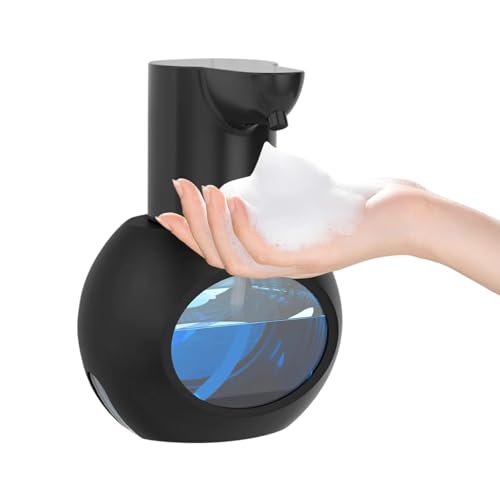 Automatic Foaming Soap Dispenser, 15oz/420ml Smart Hand Soap Dispensers, Touchless Wall Mount with 4-Level Adjustable, Rechargeable Foaming Hand Soap Dispenser for Bathroom Kitchen Office Black - color: Black