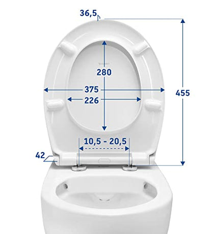 Duravit 0025790000 Universal Toilet seat with Soft Close, with Quick Release, in Oval Shape, Made in EU, urea thermoset, Stainless Steel Hinges, White