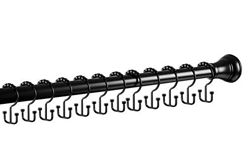 HK1BK Deco Flat Double Roller Shower Curtain Hooks; Black - color: Black