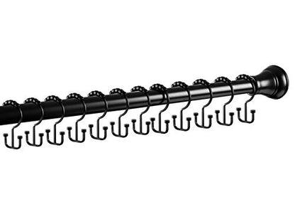 HK1BK Deco Flat Double Roller Shower Curtain Hooks; Black - color: Black