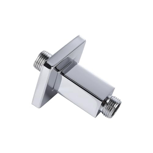 Straight Shower Arm with Flange, Ceiling Mount 3", Polished Chrome | Square, Pipe Replacement, For High Pressure Rain Shower Head, 1/2"NPT, G1/2 - color: Square Polished Chrome 3 Inch