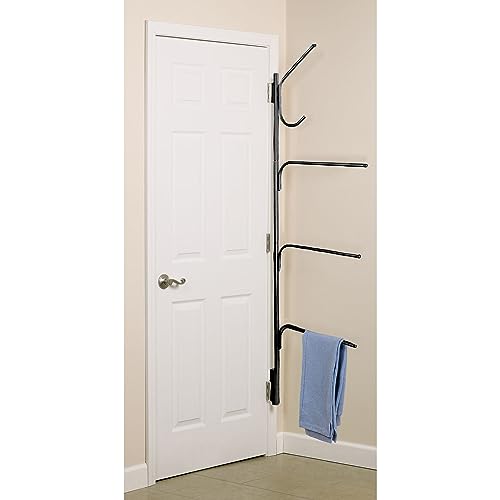 Household Essentials Hinge-It Clutterbuster Steel Valet Family Towel Bar, Black - color: Black