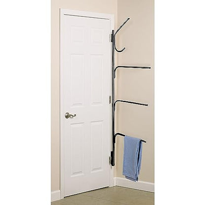 Household Essentials Hinge-It Clutterbuster Steel Valet Family Towel Bar, Black - color: Black