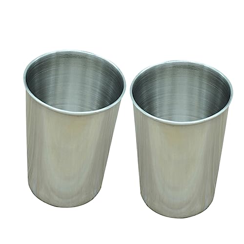Healifty 2pcs Stainless Steel Tumbler Cup Bathroom Drinking Cups for Water Juice Beer and Easy to Clean Stylish Design for Home and Travel - size: 6X6cm
