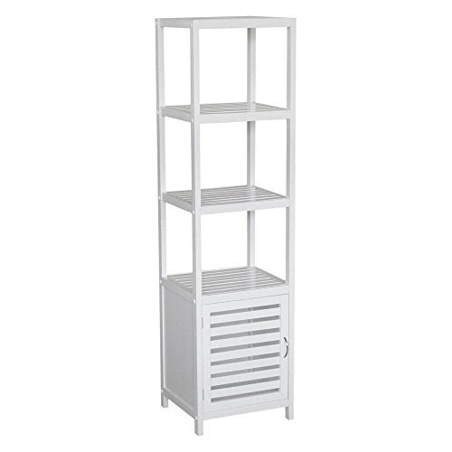 Gallerie Décor Natural Spa Bamboo 5 Shelf Tower/Cabinet, One Size, White