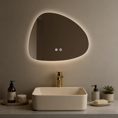 LED Bathroom Mirror with Lights, 20 x 25 Inch Led Bathroom Vanity Mirror for Wall, Anti Fog Mirror for Bathroom, 3 Colors and Dimmable Light - color: Clear-irregular, size: 25"L x 20"W