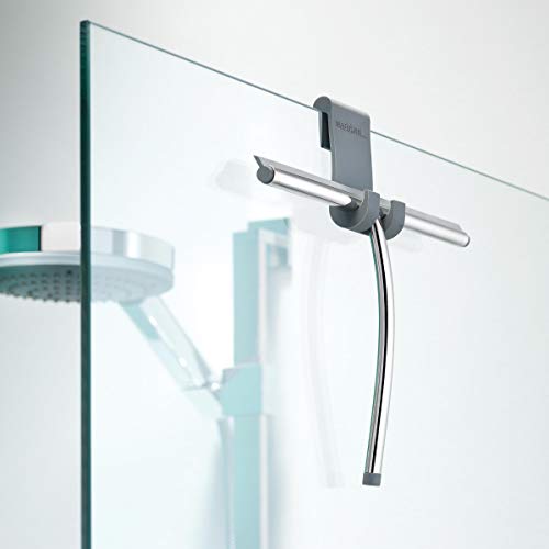 Sealskin Deluxe Shower Squeegee, Glass Wiper for Shower and Window, Practical Squeegee with Flexible Silicone Holder, Polished Stainless Steel Handle, Silver