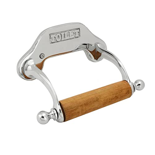 Stylish Wall Mount Toilet Paper Holder 6.5" W Chrome Plated Solid Brass Easy Install Toilet Tissue Paper Holders with Wooden Roll for Bathrooms Includes Hardware Renovators Supply Manufacturing - color: Chrome Knight