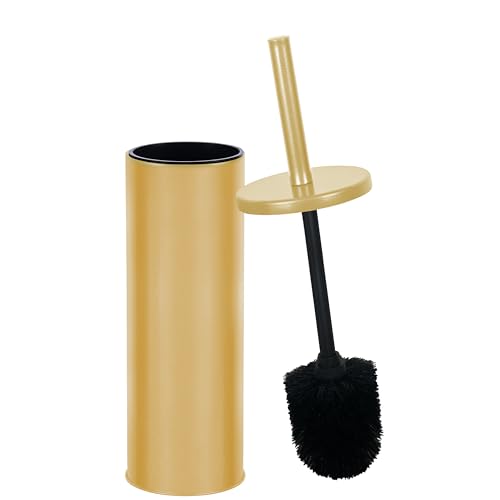 Deep & Sturdy Toilet Bowl Brush with Holder - Durable Scrubbing - Toilet Cleaners - Household Essentials - Bathroom Cleaner - Cleaning Supplies - Household Supplies, Painted Satin Gold - color: Satin Gold