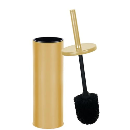 Deep & Sturdy Toilet Bowl Brush with Holder - Durable Scrubbing - Toilet Cleaners - Household Essentials - Bathroom Cleaner - Cleaning Supplies - Household Supplies, Painted Satin Gold - color: Satin Gold