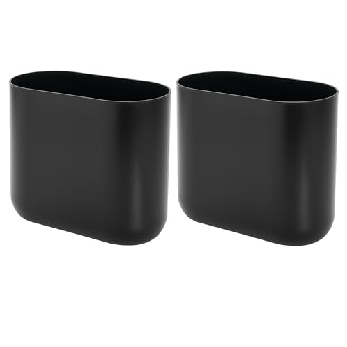 iDesign Small Slim Plastic Bathroom Trash Can, 2-Pack, Black | Bedroom, Office, Desk, Dorm - color: Black, style: Pack of 2