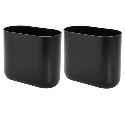 iDesign Small Slim Plastic Bathroom Trash Can, 2-Pack, Black | Bedroom, Office, Desk, Dorm - color: Black, style: Pack of 2