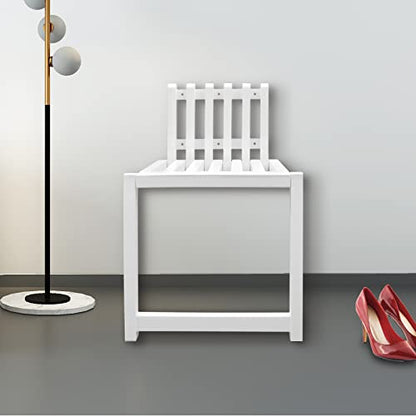 Wall Mounted Folding Chair, 330lbs Ultra Strong Solid Wood Foldable Stool with White Finish, 3cm Slim Space Saving Design for Entryway, Bathroom, Shower, Balcony & Hallway