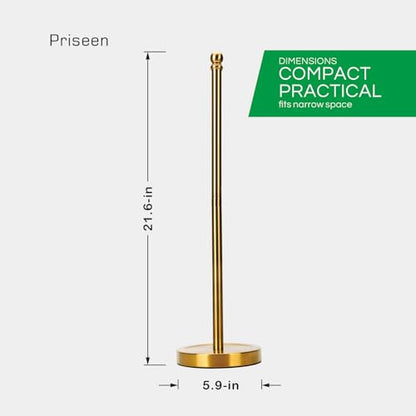 Toilet Paper Holder Stand Storage 5 Paper Rolls, Gold Freestanding TP Roll Holder, Stainless Steel (Gold)