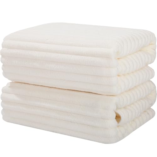 Luxury 2-Piece Quick-Dry Bath Towel Set 27.5X 55 Inches – Ultra Soft Microfiber for Bathroom, Bar, Pool, Gym & Travel – Elegant Twill Design - color: 2white