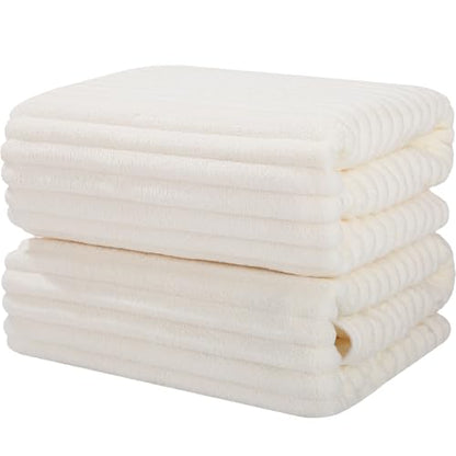 Luxury 2-Piece Quick-Dry Bath Towel Set 27.5X 55 Inches – Ultra Soft Microfiber for Bathroom, Bar, Pool, Gym & Travel – Elegant Twill Design - color: 2white