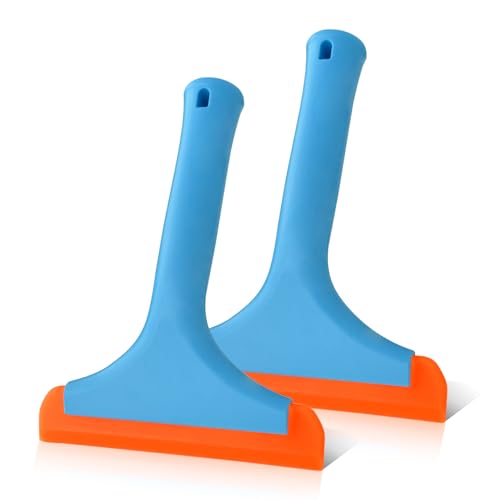 Small Silicone Window Squeegee, Small Squeegee, Silicone Squeegee Window Tint Tool Auto Water Blade, Car Shower Squeegees for Car Windshield, Glass, and Smooth Surfaces (Blue, 2PCS) - color: Blue, size: 2PCS