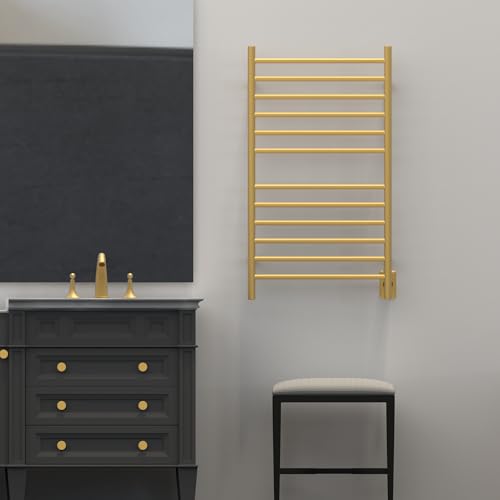 Amba Radiant Large Hardwired Straight 12 Bar Towel Warmer in Satin Brass - color: Satin Brass