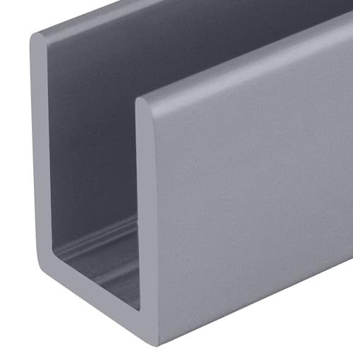 Brixwell SDCD38A-CCP4 Satin Anodized 3/8" Fixed Panel Shower Door Deep U-Channel 4 inch Sample - color: Satin Anodized, size: 4 Inch - Sample