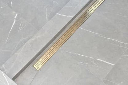 304 Stainless Steel 16 Inch Brushed Gold Shower Drain Kit Broken Lane Brass Linear Shower Drains Long Hair Catcher Strainer Grate Cover Bathroom Floor (Matte Gold, 16 Inch) - color: Matte Gold, size: 16 Inch