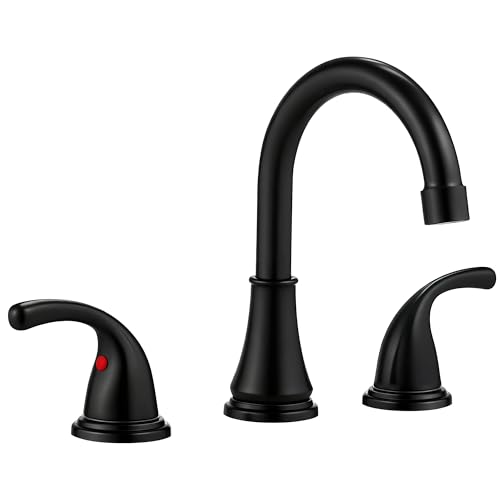 Bathroom Sink Faucet FRANSITON Centerset 8 Inch 2 Handle Bathroom Sink Faucet Lead-Free with Pop-up Drain Stopper and Supply Hoses (Matte Black, 8 Inch) - color: Matte Black