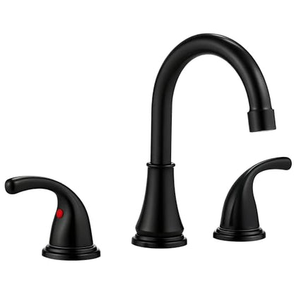Bathroom Sink Faucet FRANSITON Centerset 8 Inch 2 Handle Bathroom Sink Faucet Lead-Free with Pop-up Drain Stopper and Supply Hoses (Matte Black, 8 Inch) - color: Matte Black