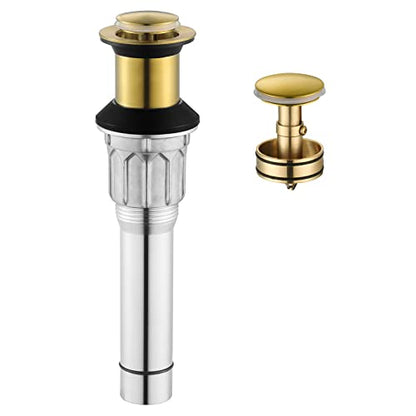 All Metal Bathroom Sink Drain Without Overflow, Stainless Steel Pop Up Drain for Lavatory Vanity Vessel Sink, Brushed Gold, 2108608 - color: Brushed Gold, style: Without Overflow