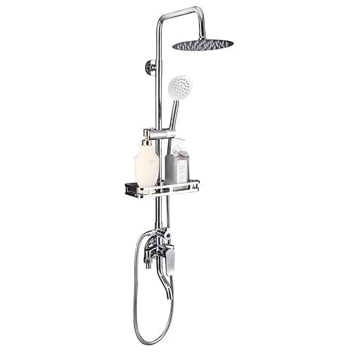 Stainless Steel 304 Silver Shower Faucet Set, Wall Mount Triple Function Shower System, Shower Set Including 8" Rainfall Shower Head with Handheld Combo, Shower Faucet Complete Set, Outdoor Shower