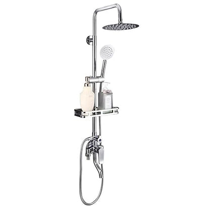 Stainless Steel 304 Silver Shower Faucet Set, Wall Mount Triple Function Shower System, Shower Set Including 8" Rainfall Shower Head with Handheld Combo, Shower Faucet Complete Set, Outdoor Shower