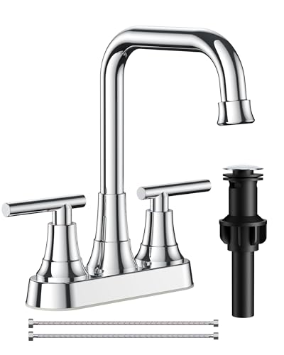 FORIOUS 3 Hole Bathroom Faucet Polished Chrome, 8 Widespread Faucet Chrome | 8 Inch Widespread Bathroom Faucet Chrome, 3 Hole Faucet for Bathroom Sink with Pop Up Drain for 8 Inch Vanity Faucet 3 Holes - color: Polished Chrome