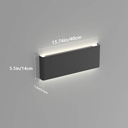 Ralbay 15.7in Wall Sconce 2-Pack Indoor Modern Light Fixtures 14W LED Up and Down Black Bathroom Wall Lighting Fixtures Natural White Light 4500K - color: Black-Natural White, size: 15.7 inch
