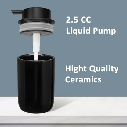Soap Liquid Dispenser Ceramic with Easy-to-Press Pump Hand Liquid Dispenser for Shampoo Bathroom Countertop 13.5 oz - color: Liquid-shinyblack