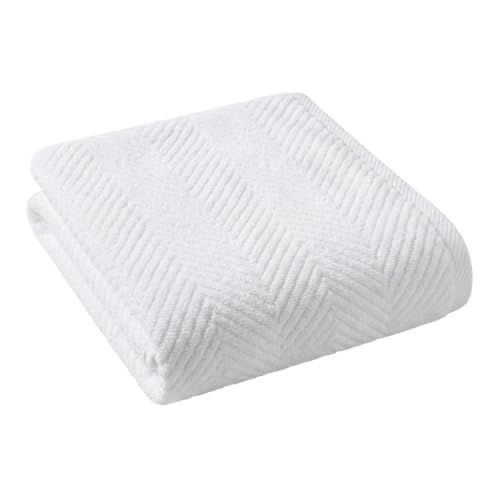 Cotton Bath Towel Set 500 GSM White Waffle Weave Diagonal Ribbed Towels for Bathroom Quick Dry Absorbent Washcloths Hand