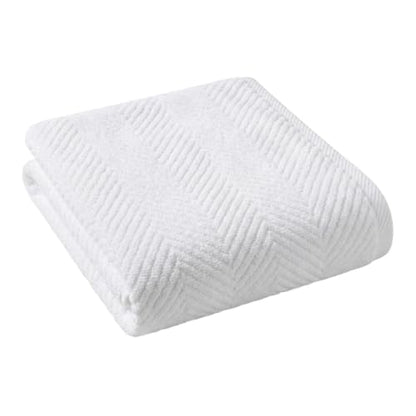 Cotton Bath Towel Set 500 GSM White Waffle Weave Diagonal Ribbed Towels for Bathroom Quick Dry Absorbent Washcloths Hand