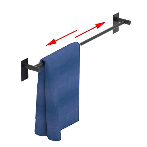 Adhesive Adjustable Towel Bar, HOMOTEK Economical Self Stick Towel Holders, Towel Rod Size from 12 Inch to 22 Inch Single Towel Racks, Towel Hanger Hook for Kitchen(1 Pack Matte Black) - color: Economical-self-adhesive-matte Black, size: 1 Pack