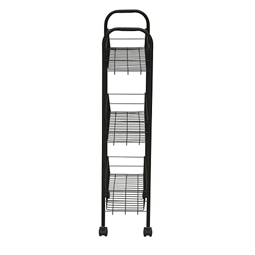 Household Essentials Matte Black Slim, 3 Shelf Storage Cart with Wheels - style: 7" Black - Basic