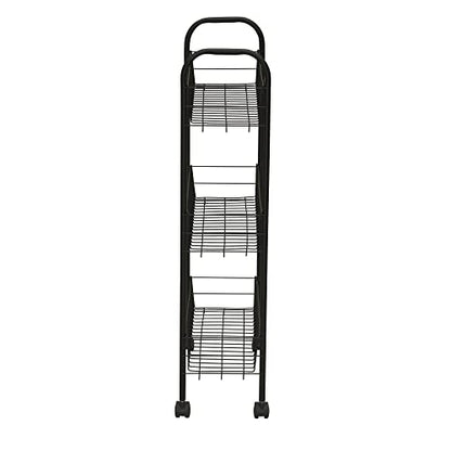 Household Essentials Matte Black Slim, 3 Shelf Storage Cart with Wheels - style: 7" Black - Basic