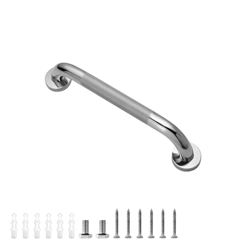 Shower Grab Bar, 1 Pack 12 Inch Bathroom Grab Bar, 304 Stainless Steel 1.25" Diameter Anti-Slip Handicap Grab Bar Support Shower Rail Senior Handrail Shower Safety Bar Handle - size: 12 Inch