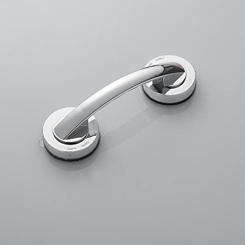 Glass Handle, Suction Cup Handle, Suitable for Bathroom Sliding Door, Cabinet, Terrace Sliding Door, Shower Handrail. No Hole Punching - color: Large silver
