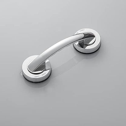 Glass Handle, Suction Cup Handle, Suitable for Bathroom Sliding Door, Cabinet, Terrace Sliding Door, Shower Handrail. No Hole Punching - color: Large silver